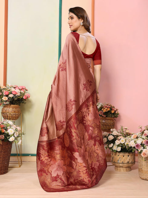 Vasthrlay Grey Kanjivaram Unstitched Saree