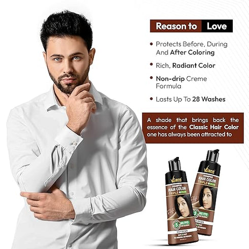 Vcare hair color shampoo deep brown 180ml