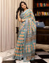 Vasthrlay Womens Cotton Unstitched Teal Saree