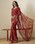 Vasthrlay Georgette Bandhani Unstitched Maroon Saree