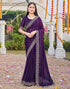 Vasthrlay Georgette Scalloped Unstitched Red Saree
