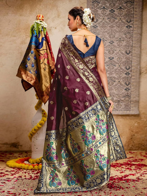 Vasthrlay Weaving Paithani Black Saree