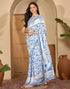Vasthrlay Womens Printed Unstitched White Saree