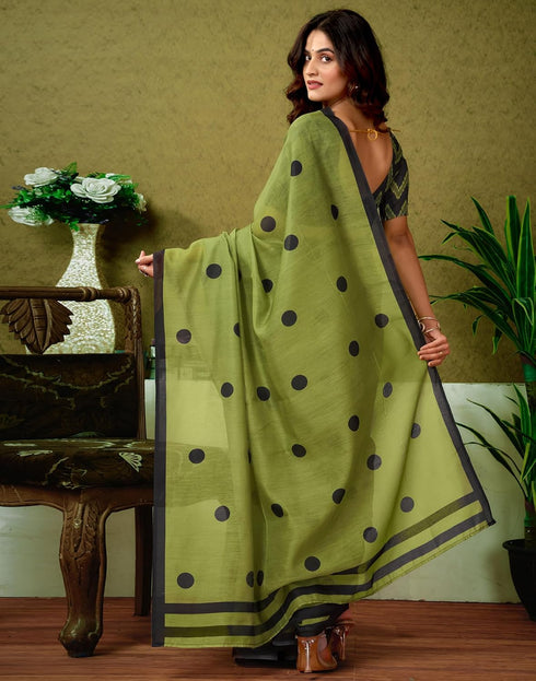 Vasthrlay Chanderi Printed Unstitched Blue Saree