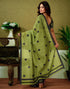 Vasthrlay Chanderi Printed Green | Black Saree With Unstitched Blouse Piece