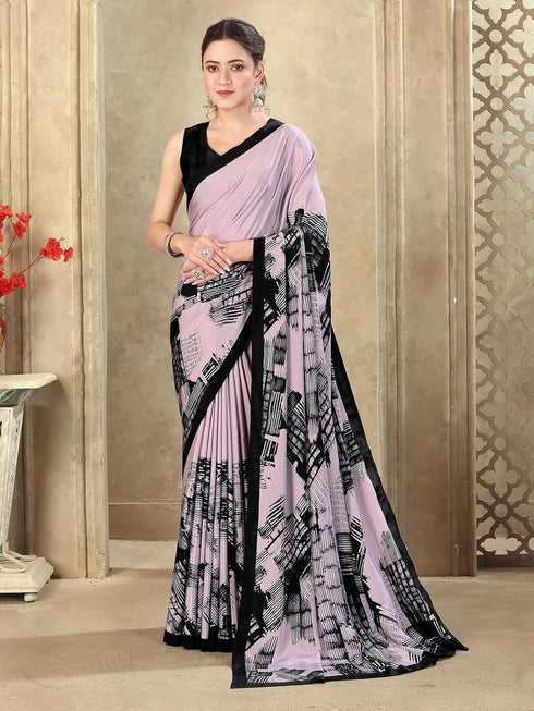 Vasthrlay Womens Printed Unstitched Mauve Saree