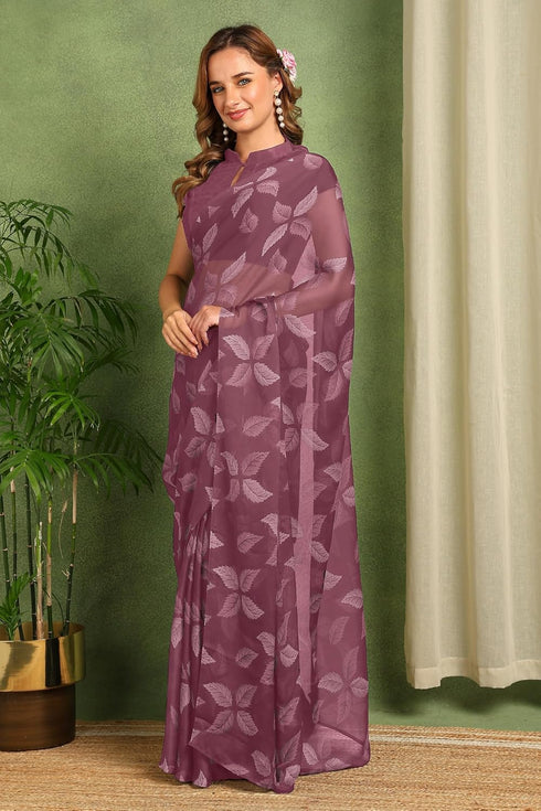 Vasthrlay Fashion Chiffon Printed Red Ethnic Wear