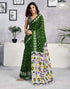 Vasthrlay Womens Printed Unstitched Green Saree