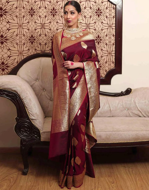 Vasthrlay Banarasi Jacquard Unstitched Beige Saree