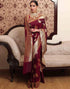 Vasthrlay Banarasi Jacquard Unstitched Dark Green Saree