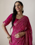 Vasthrlay Georgette Bandhani Unstitched Purple Saree