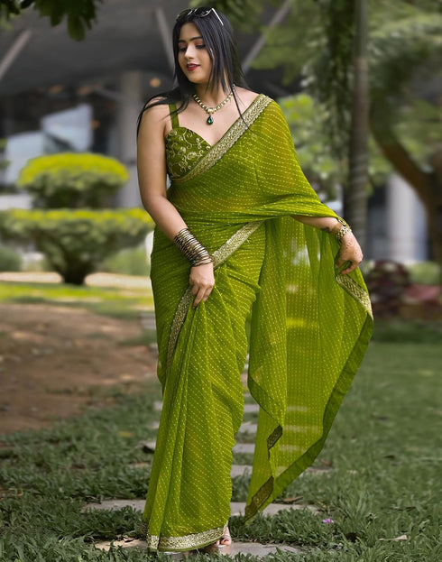 Vasthrlay Georgette Leheriya Unstitched Blue Saree