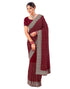 Vasthrlay Womens Embroidered Red Saree With Unstitched Blouse Piece