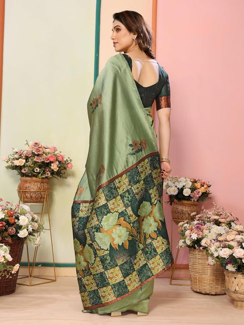 VasthrlayKanjivaram Banarasi Unstitched Mustard Free Ethnic Wear