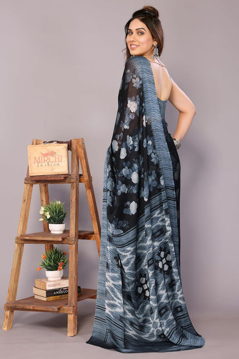 Vasthrlay Fashion Chiffon Turquoise Ethnic Wear