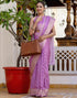 Vasthrlay Womens Striped Unstitched Dusty Pink Saree