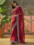 Vasthrlay Shimmer Scalloped Maroon Saree With Unstitched Blouse Piece