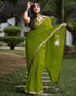 Vasthrlay Georgette Leheriya Light Green Saree With Unstitched Blouse Piece