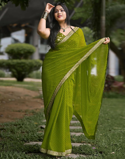 Vasthrlay Georgette Leheriya Unstitched Blue Saree