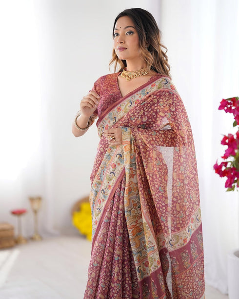 Vasthrlay Handloom Burgundy Traditional Saree