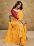 Vasthrlay Chiffon Bandhani Unstitched Yellow Saree