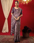Vasthrlay Chiffon Printed Dark Mauve Saree With Unstitched Blouse Piece