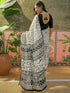 Vasthrlay Womens Printed Unstitched Beige Saree