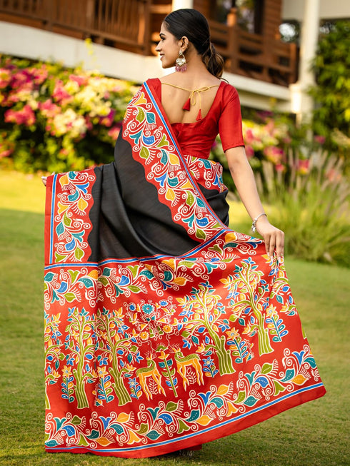 Vasthrlay Madhubani Printed Unstitched Hs Ethnic Wear