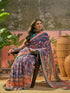Vasthrlay Shimmer Georgette Dusty Purple Saree With Unstitched Blouse Piece
