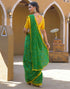 Vasthrlay Chiffon Tassels Unstitched Dark Green Saree