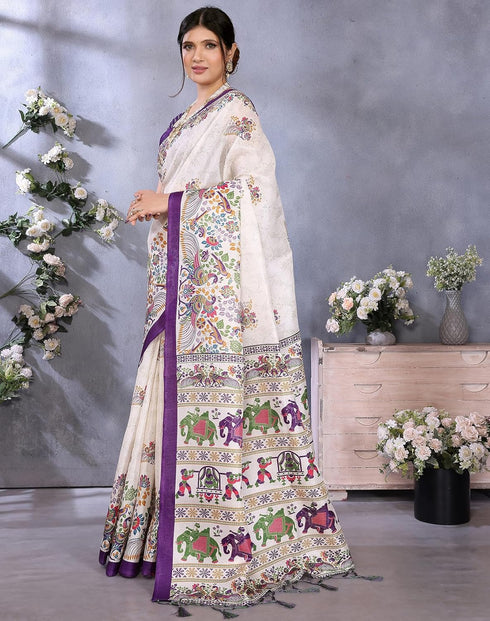 Vasthrlay Printed Unstitched Saree Az Ya Shaadi