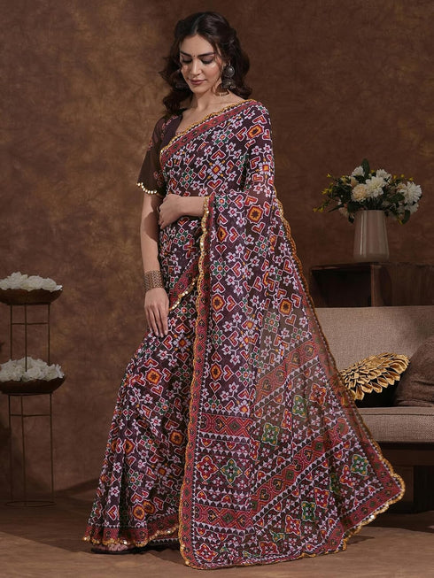 Vasthrlay Georgette Printed Blue Saree