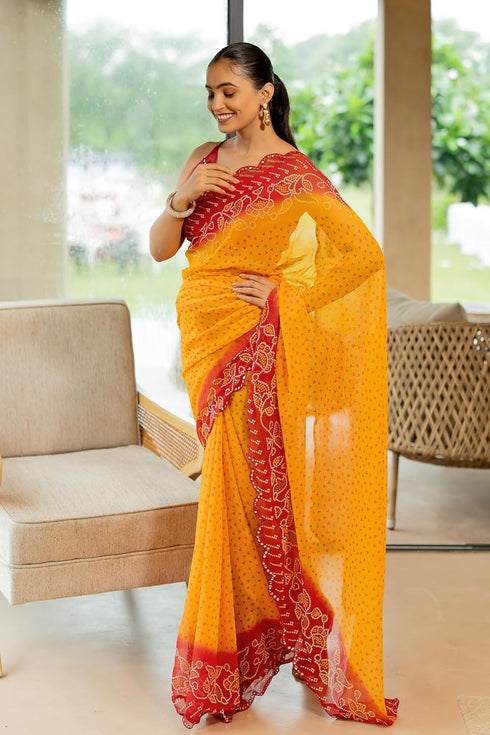 Vasthrlay Fashion Georgette Leheriya Printed Ethnic Wear