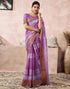 Vasthrlay Womens Cotton Blouse Light Purple Saree With Unstitched Blouse Piece