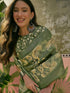 Vasthrlay Shimmer Printed Unstitched Lime Green Saree