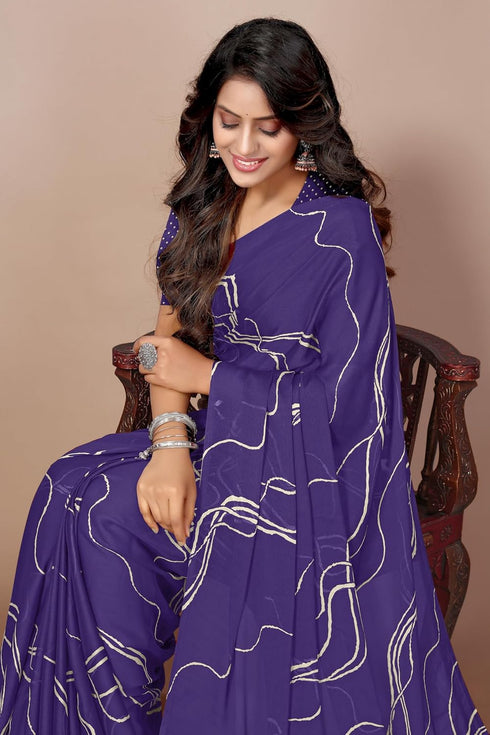 Vasthrlay Fashion Georgette Geometric Dusty Ethnic Wear