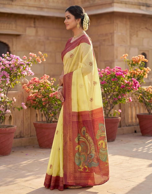 Vasthrlay Womens Printed Unstitched Olive Green Saree
