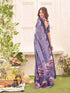 Vasthrlay Womens Printed Dusty Lavender Saree With Unstitched Blouse Piece