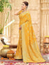 Vasthrlay Womens Banarasi Yellow Saree With Unstitched Blouse Piece