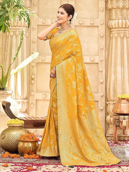 Vasthrlay Womens Banarasi Unstitched Mauve Saree