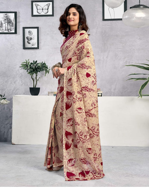 Vasthrlay Womens Printed Unstitched Green Saree