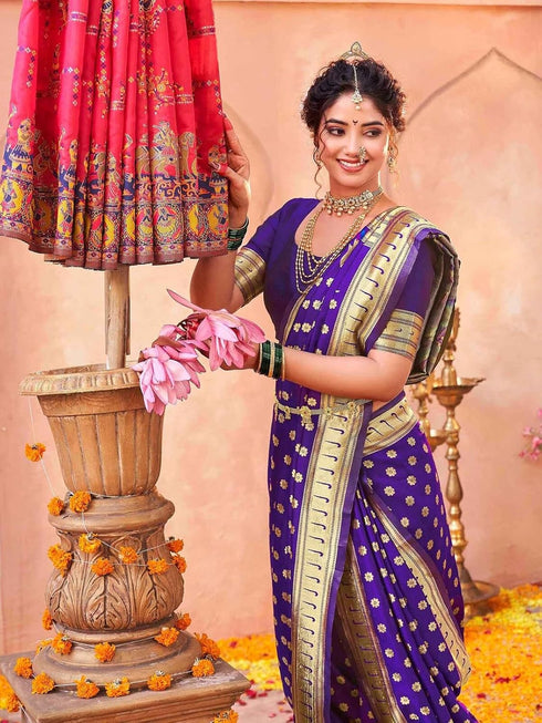 Vasthrlay Weaving Paithani Maroon Saree