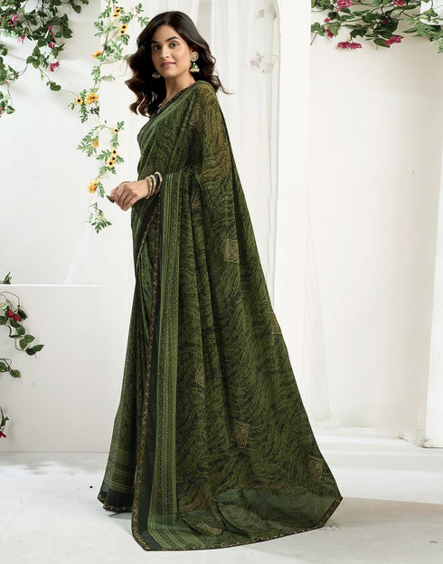 Vasthrlay Georgette Printed Unstitched Maroon Saree