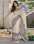 Vasthrlay Womens Printed Unstitched Beige Saree