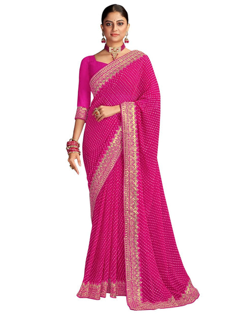 Vasthrlay Embroidery Georgette Unstitched Sky Blue Saree