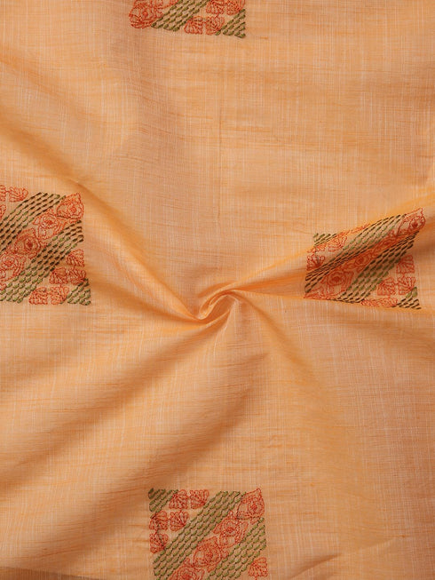 Vasthrlay Handloom Embroidered Apricot Saree