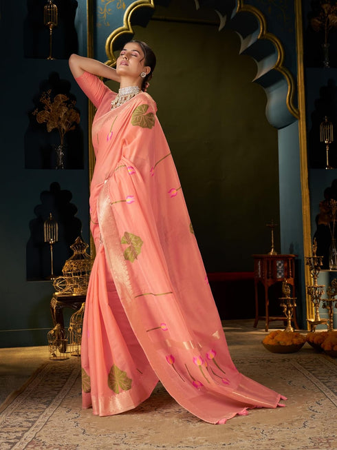 Vasthrlay Exquisite Traditional Intricate Gold Tone Saree