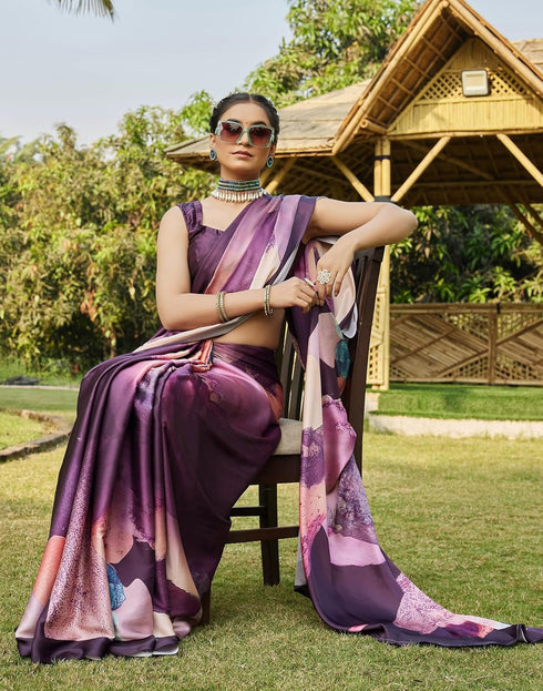 Vasthrlay Printed Tassels Unstitched Maroon Saree