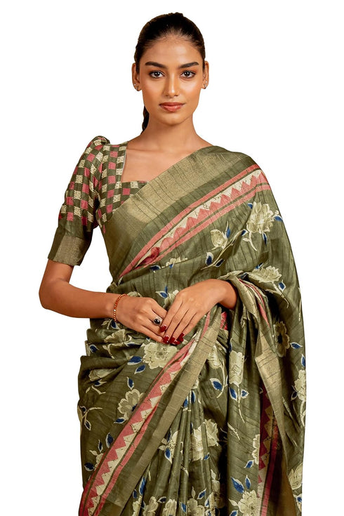 Vasthrlay Fashion Paisley Printed Grey Ethnic Wear