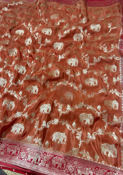 Vasthrlay Banarasi Elephant Unstitched Saree